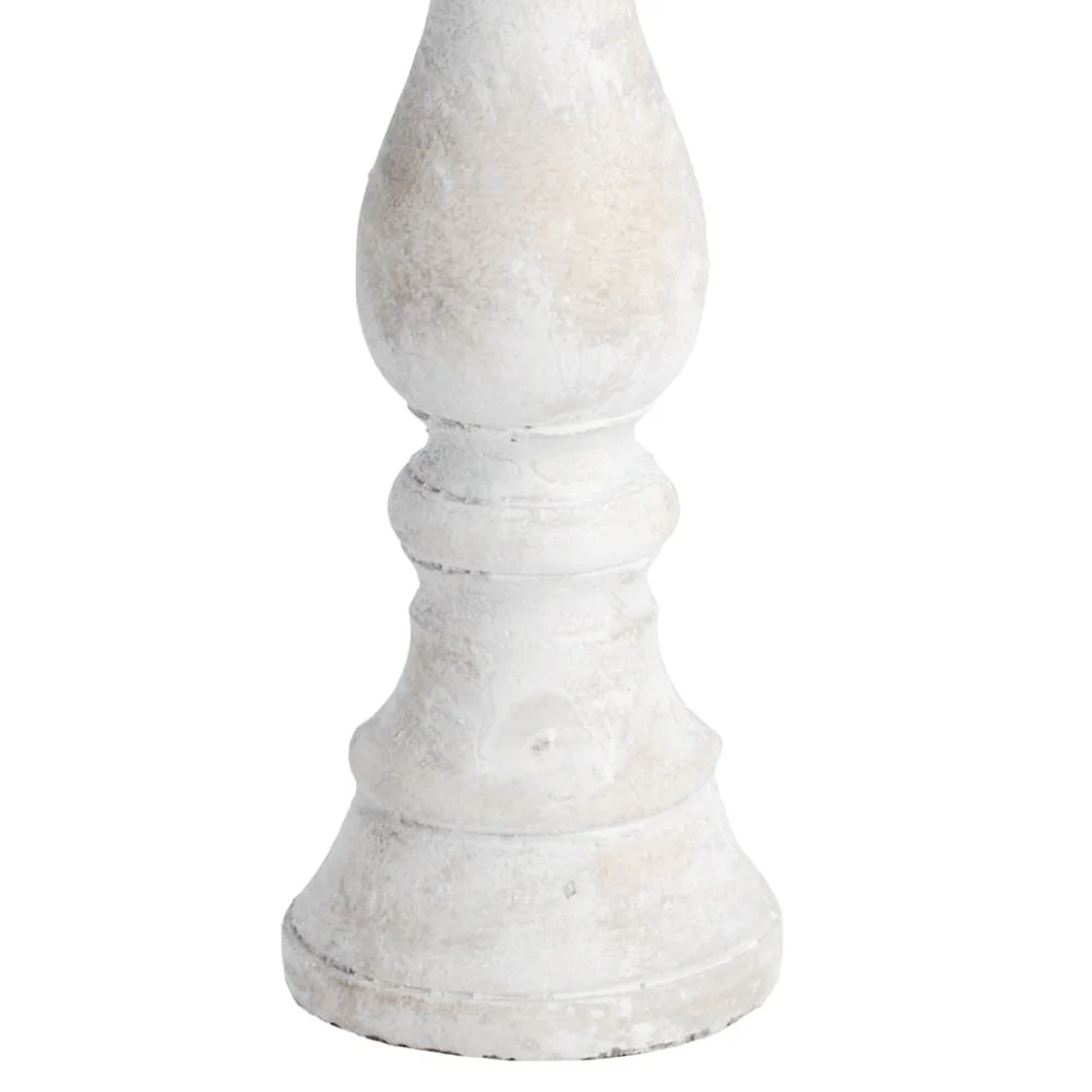 Britalia BR9056 White Wash Stone Textured Vintage Column Candle Holder 40cm - Image 3