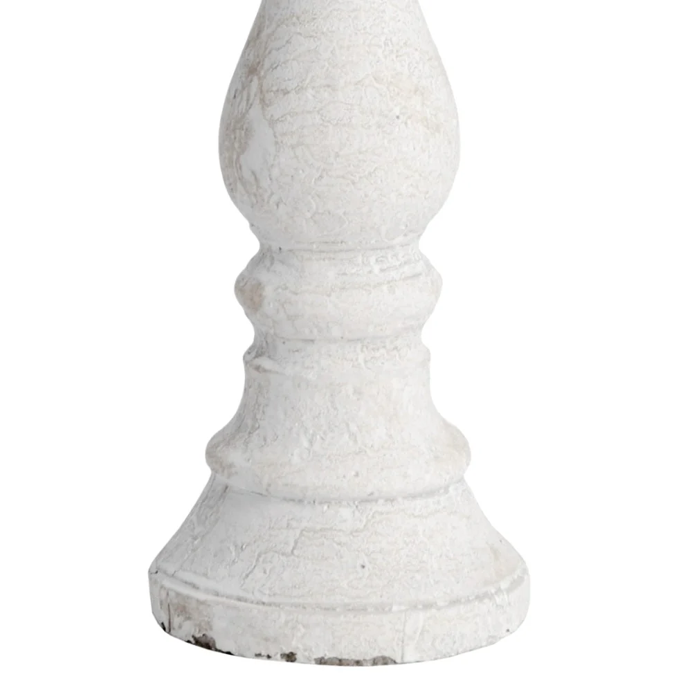 Britalia BR9058 White Wash Stone Textured Vintage Column Candle Holder 30cm - Image 3