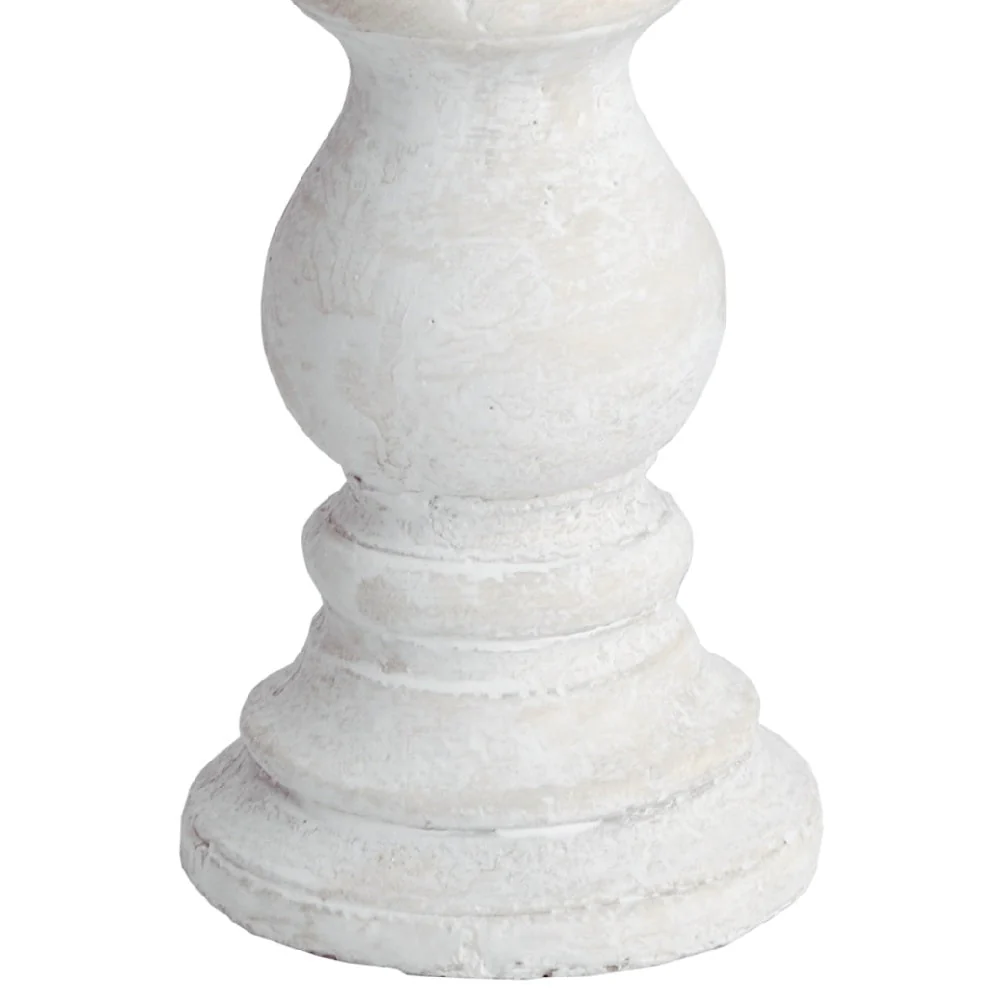 Britalia BR9061 White Wash Stone Textured Vintage Column Candle Holder 20cm - Image 3