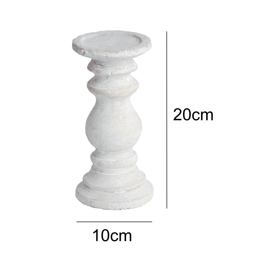 Britalia BR9061 White Wash Stone Textured Vintage Column Candle Holder 20cm - Image 5