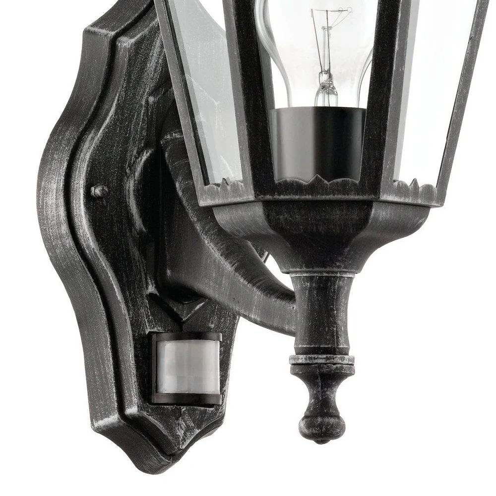 Black Modern Outdoor Single Lamp Up Lantern Wall Light with PIR IP44 - Image 3