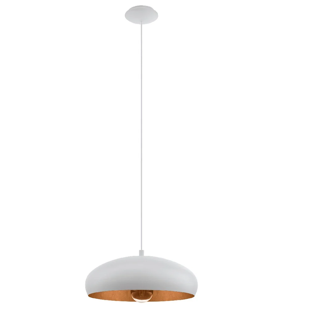 Matt White & Copper Inner Vintage Round Dome Ceiling Pendant 400mm - Image 3