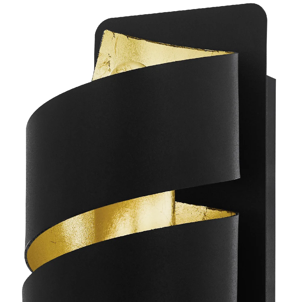 Black and Gold Leaf Effect Modern Spiral Ribbon Wall Light 27cm - Image 2