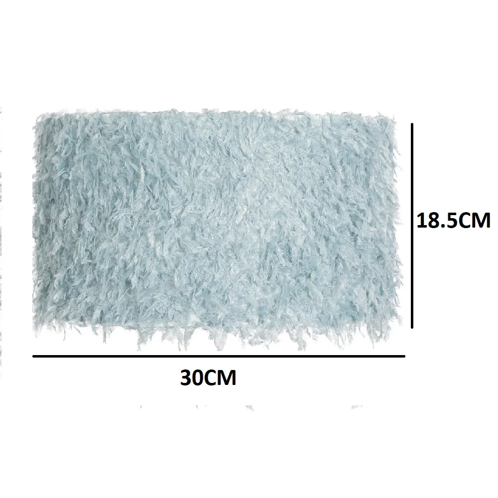 12" Blue Faux Feather Vintage Easy Fit Drum Lampshade 30cm - Image 3