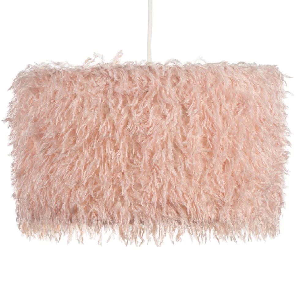 12" Pink Faux Feather Vintage Easy Fit Drum Lampshade 30cm - Image 2