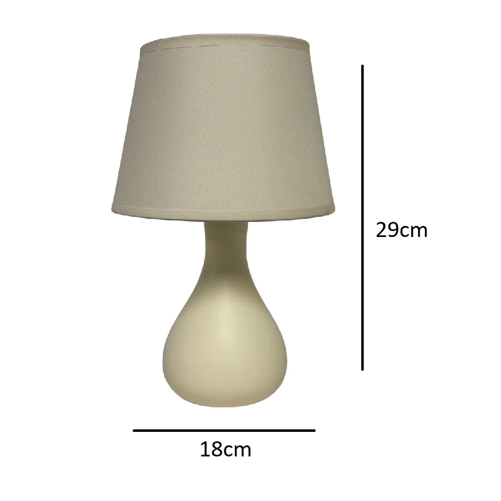 Cream Ceramic Teardrop Modern Table Lamp with Cotton Shade 29cm - Image 3