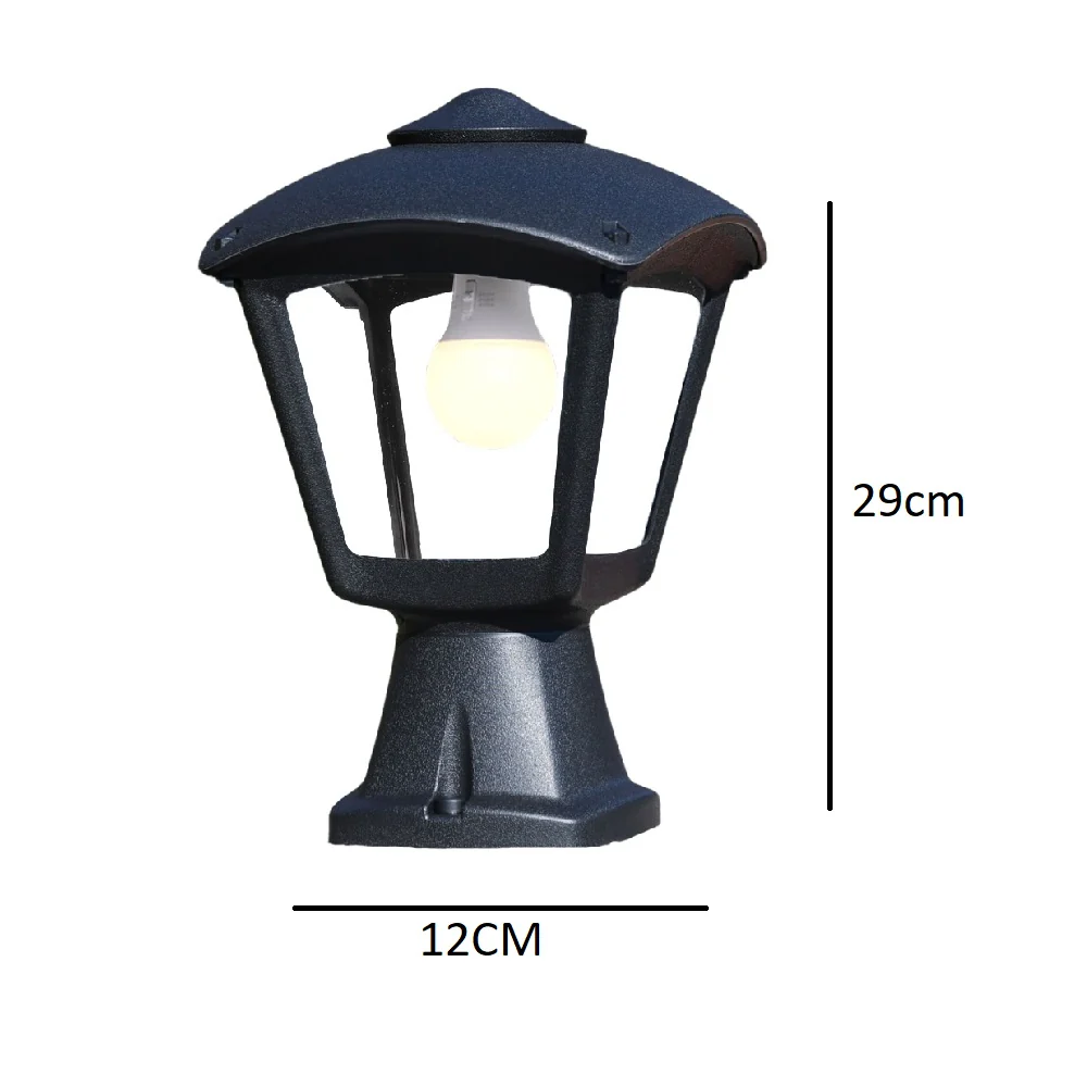 Black Outdoor Modern Lantern Pedestal Post Light 290mm | Coastal IP55 - Image 3