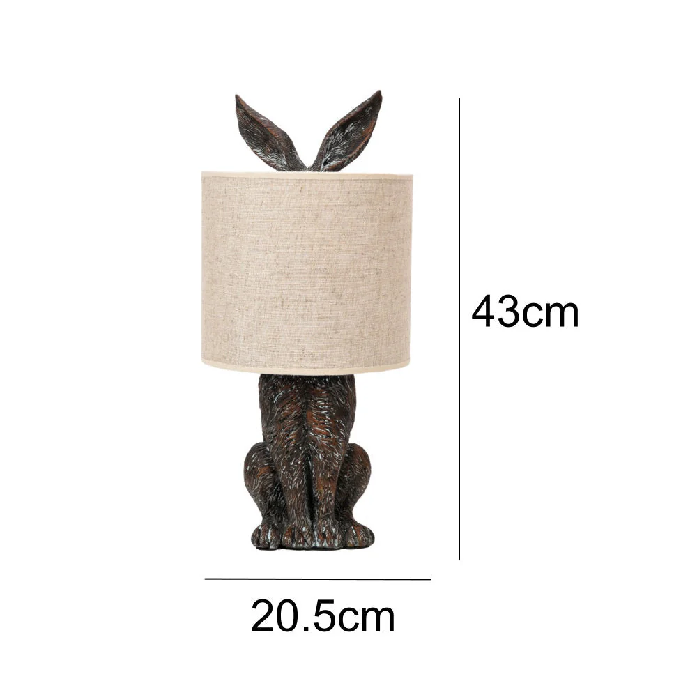 Britalia BRHE1665 Brown Hiding Hare Sculpture Vintage Table Lamp with Beige Drum Shade 43cm - Image 5