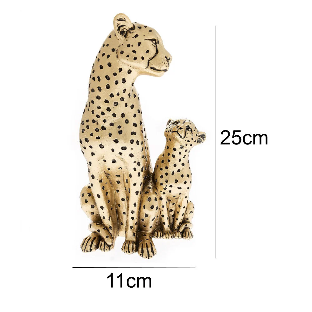Britalia BRHE1828 Gold Metallic Effect Resin Parent Cheetah & Baby Cub Animal Figurine Ornament 25cm - Image 5