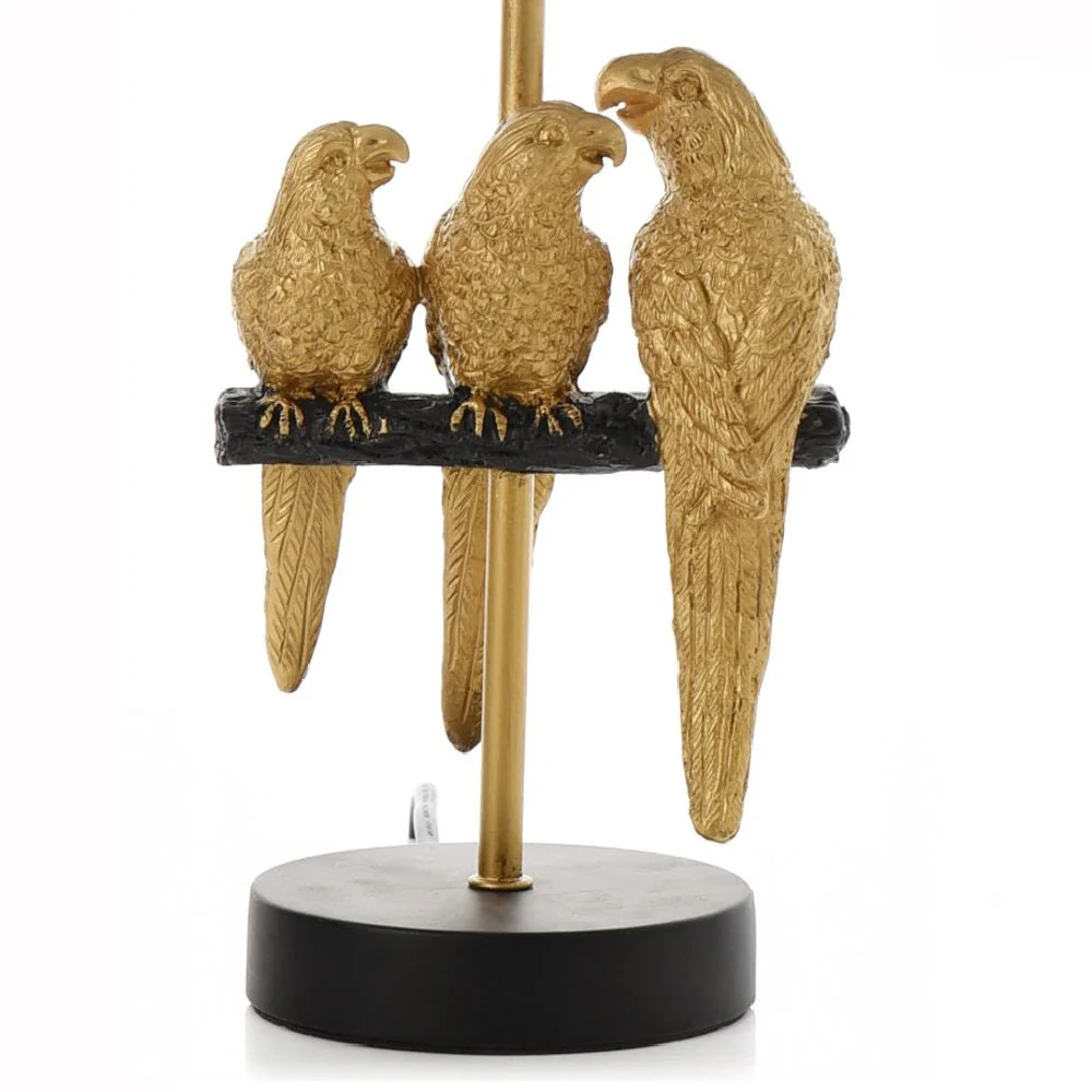 Britalia BRHE1903 Gold Perching Parrots Sculpture Vintage Table Desk Lamp with Black Shade 40cm - Image 4