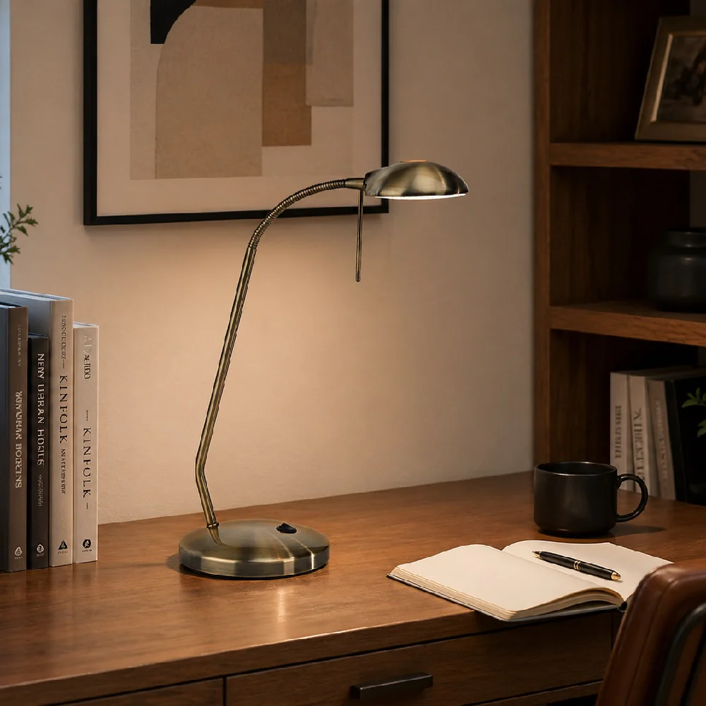 Antique Brass Modern Adjustable Head Table Desk Lamp 62cm - Image 3