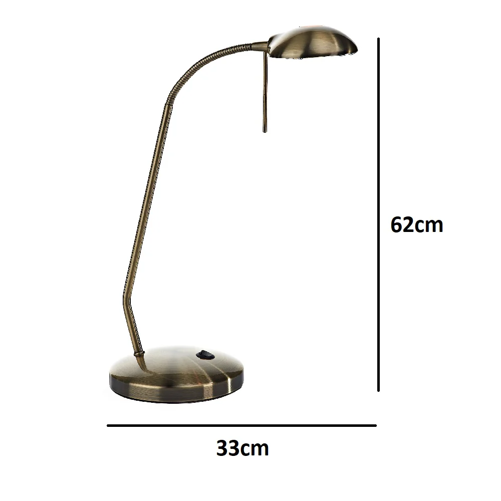 Antique Brass Modern Adjustable Head Table Desk Lamp 62cm - Image 4