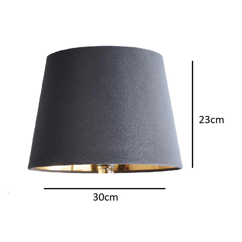 Grey Velvet and Gold Inner Modern Easy Fit Tapered Drum Lampshade 30cm - Image 4