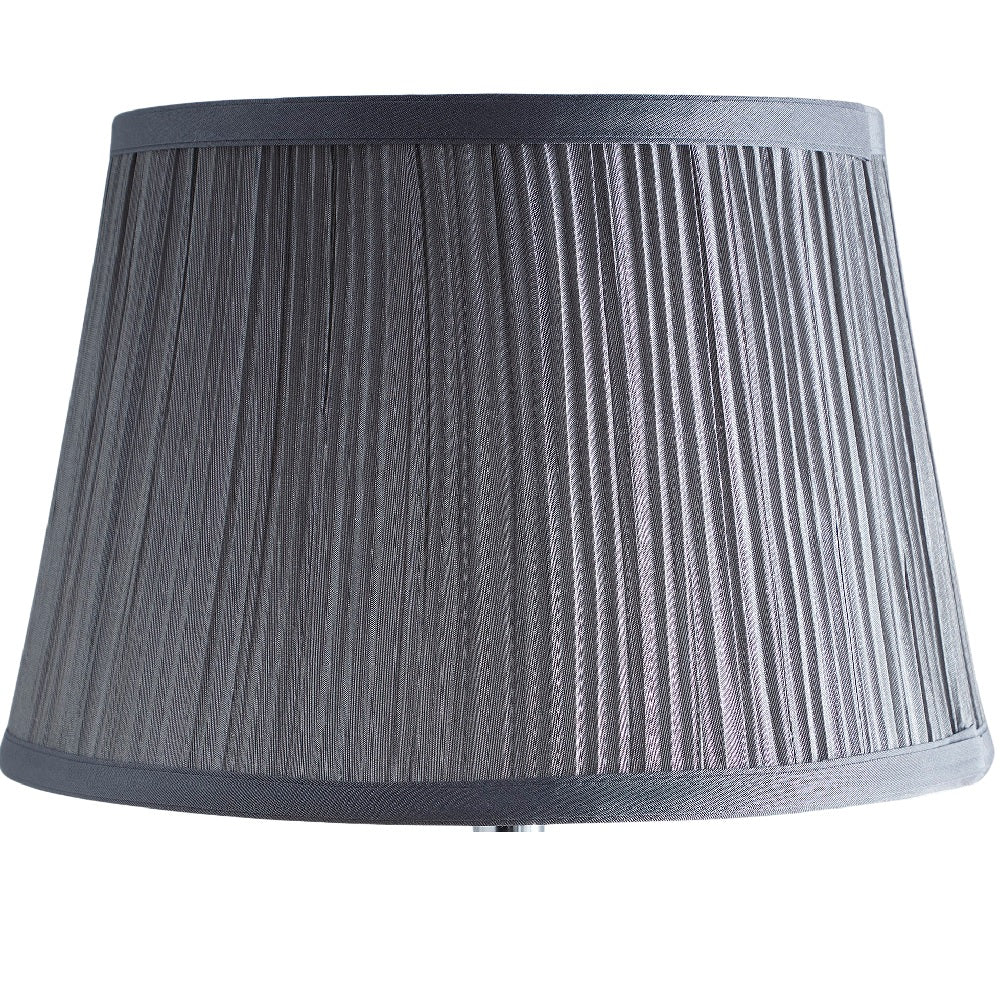 Grey Faux Silk Vintage Mushroom Pleated Tapered Lampshade 35cm