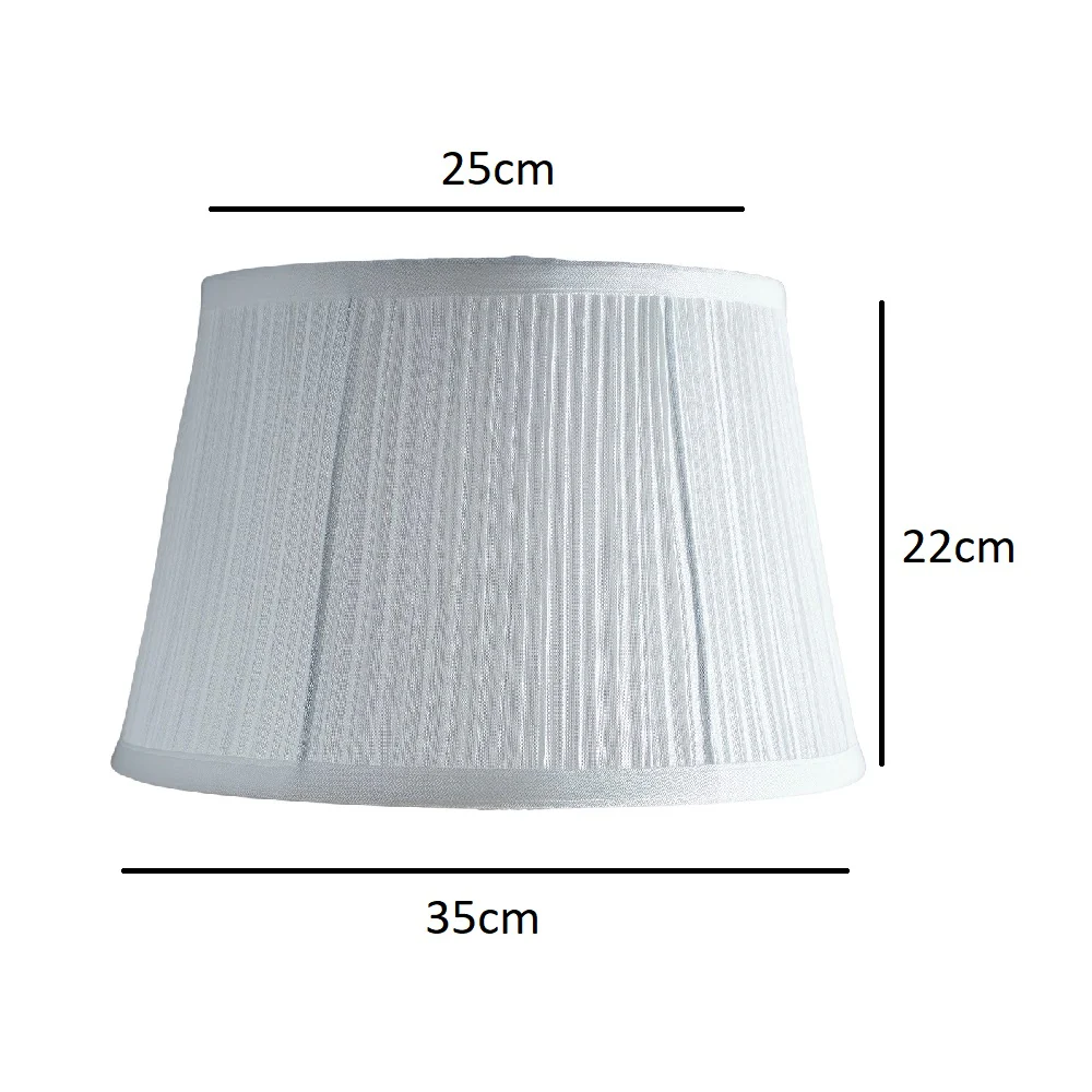 White Faux Silk Vintage Mushroom Pleated Tapered Lampshade 35cm - Image 3