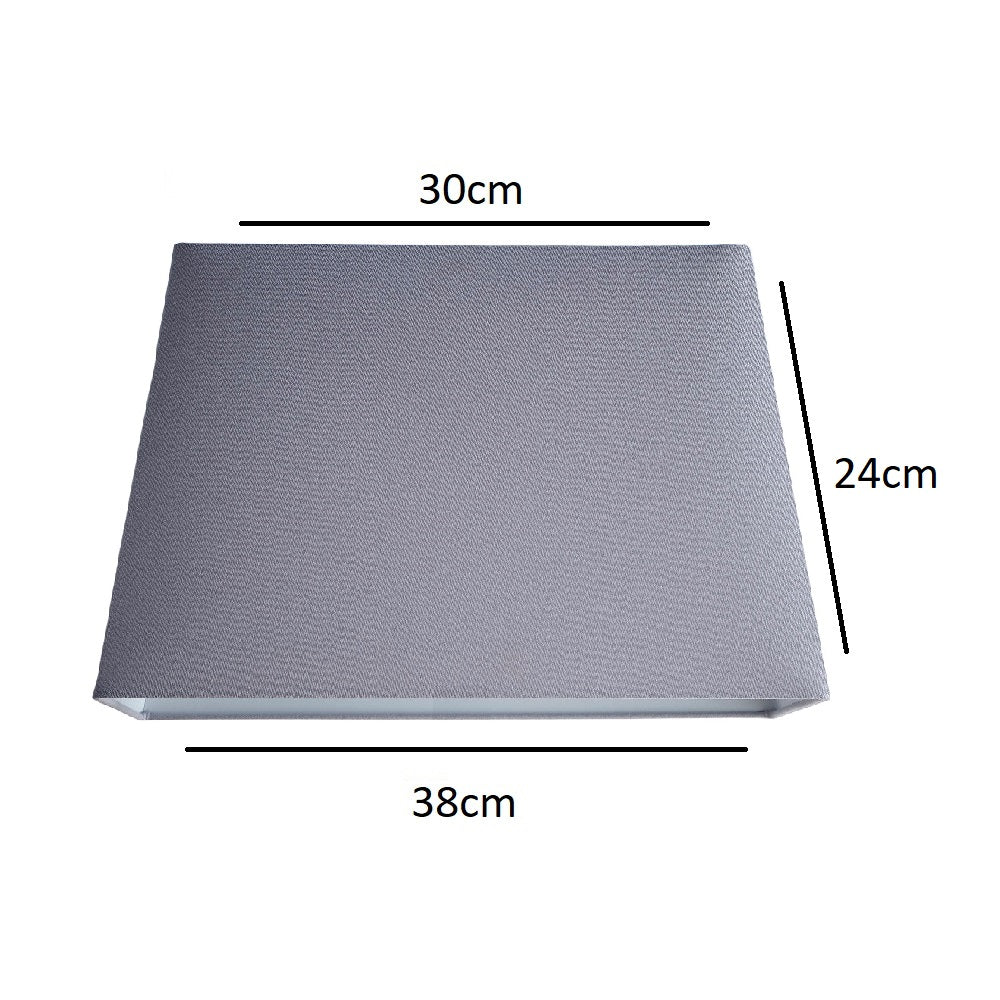 Grey Linen and White Inner Vintage Rectangular Tapered Shade 15" - Image 4