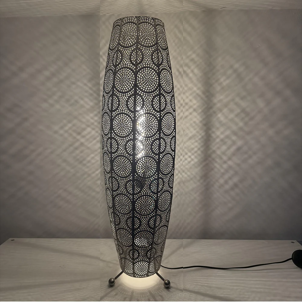 Satin Nickel Moroccan Design Modern Floor Lamp 86cm - Image 3
