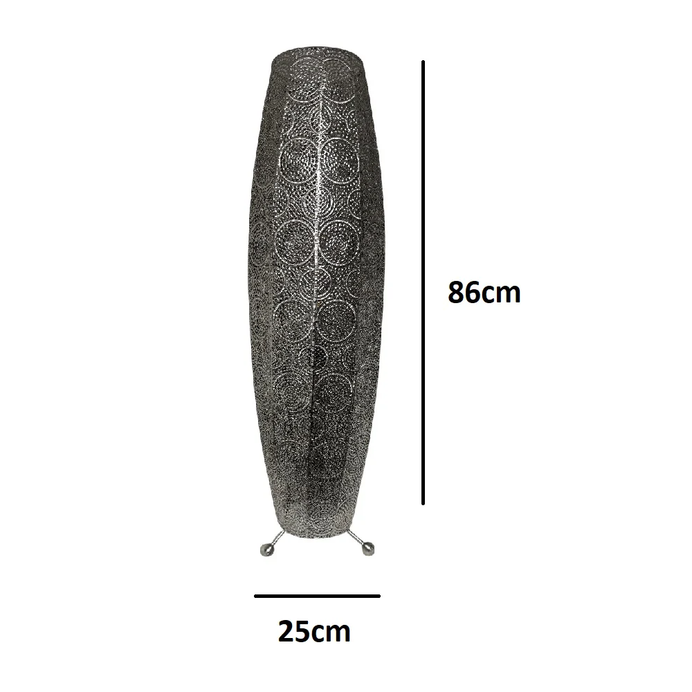 Satin Nickel Moroccan Design Modern Floor Lamp 86cm - Image 5