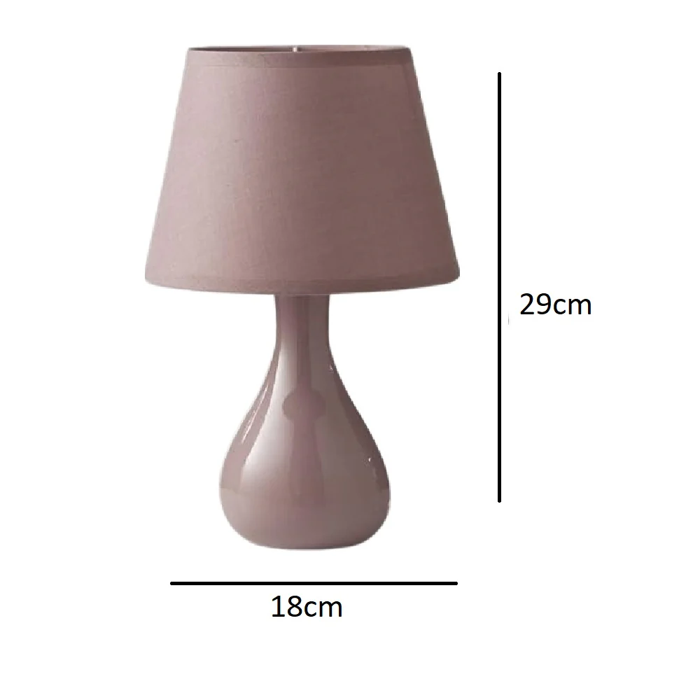 Pink Ceramic Teardrop Modern Table Lamp with Cotton Shade 29cm - Image 3