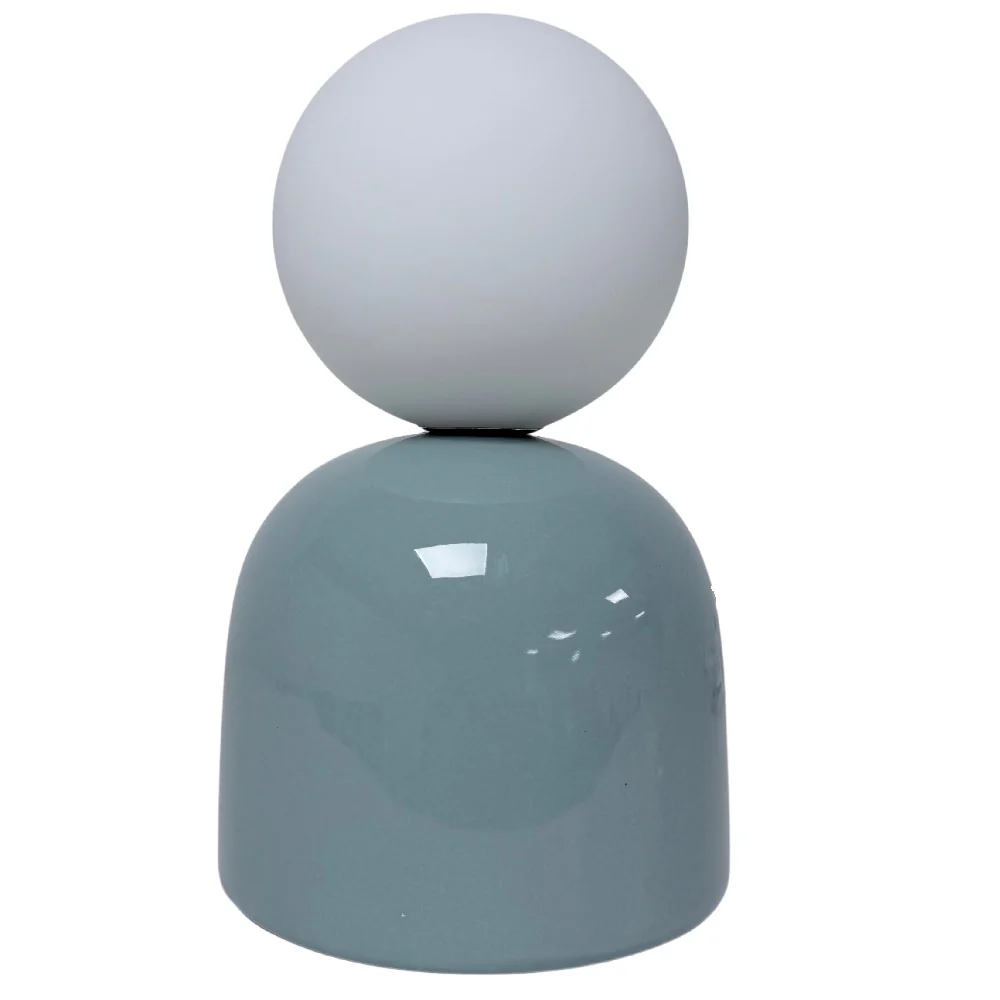 Duck Egg Blue Ceramic Modern Table Lamp with Opal Ball Shade 20cm