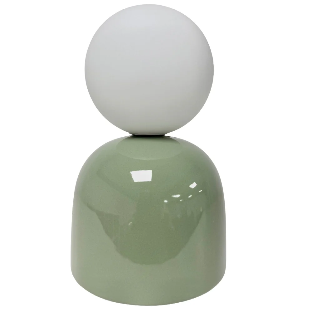 Sage Green Ceramic Modern Table Lamp with Opal Globe Ball Shade 20cm