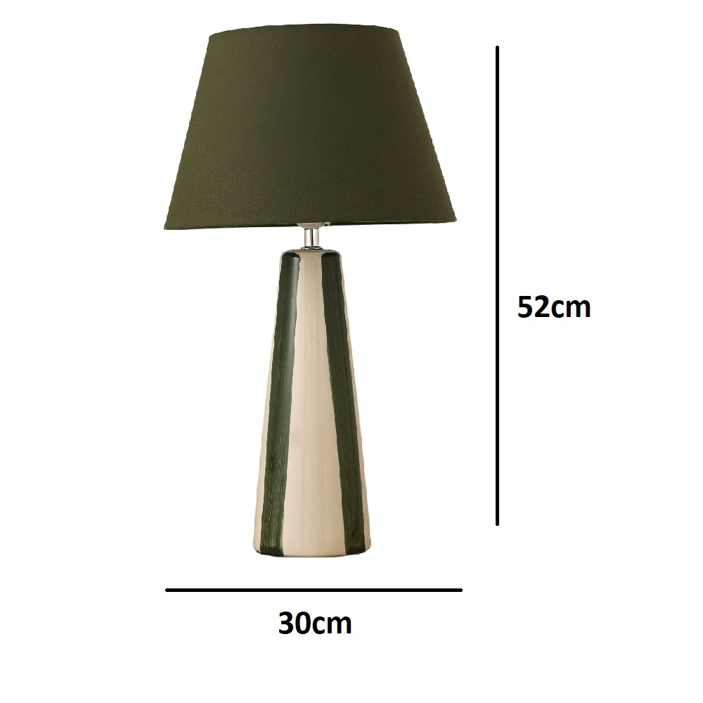 Olive Green and Cream Ceramic Modern Table Lamp with Olive Green Shade 52cm - Image 5