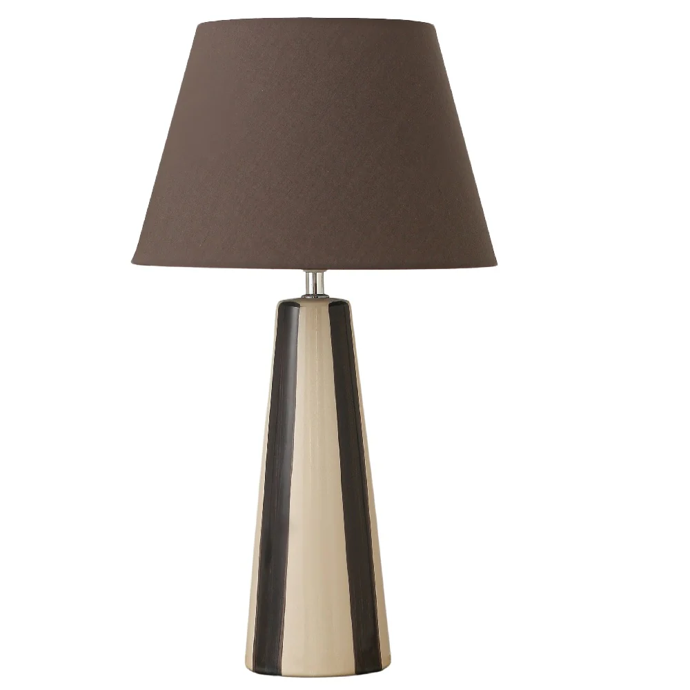 Grey and Cream Ceramic Modern Table Lamp with Soft Grey Shade 52cm