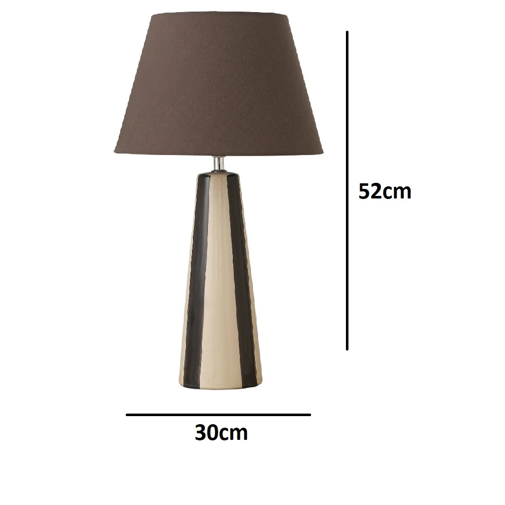 Grey and Cream Ceramic Modern Table Lamp with Soft Grey Shade 52cm - Image 5