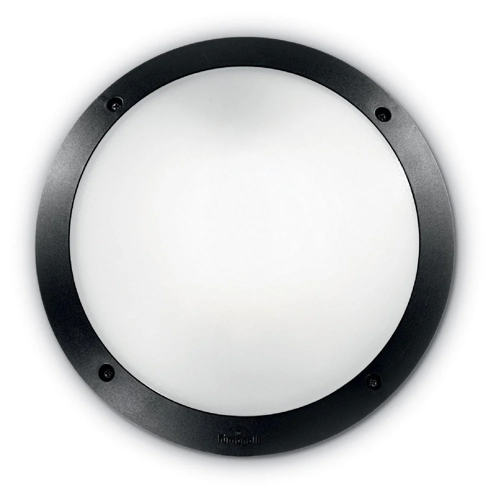 BRLUCIA-BL Black Outdoor Modern Round Bulkhead Wall Light 30cm Coastal IP66