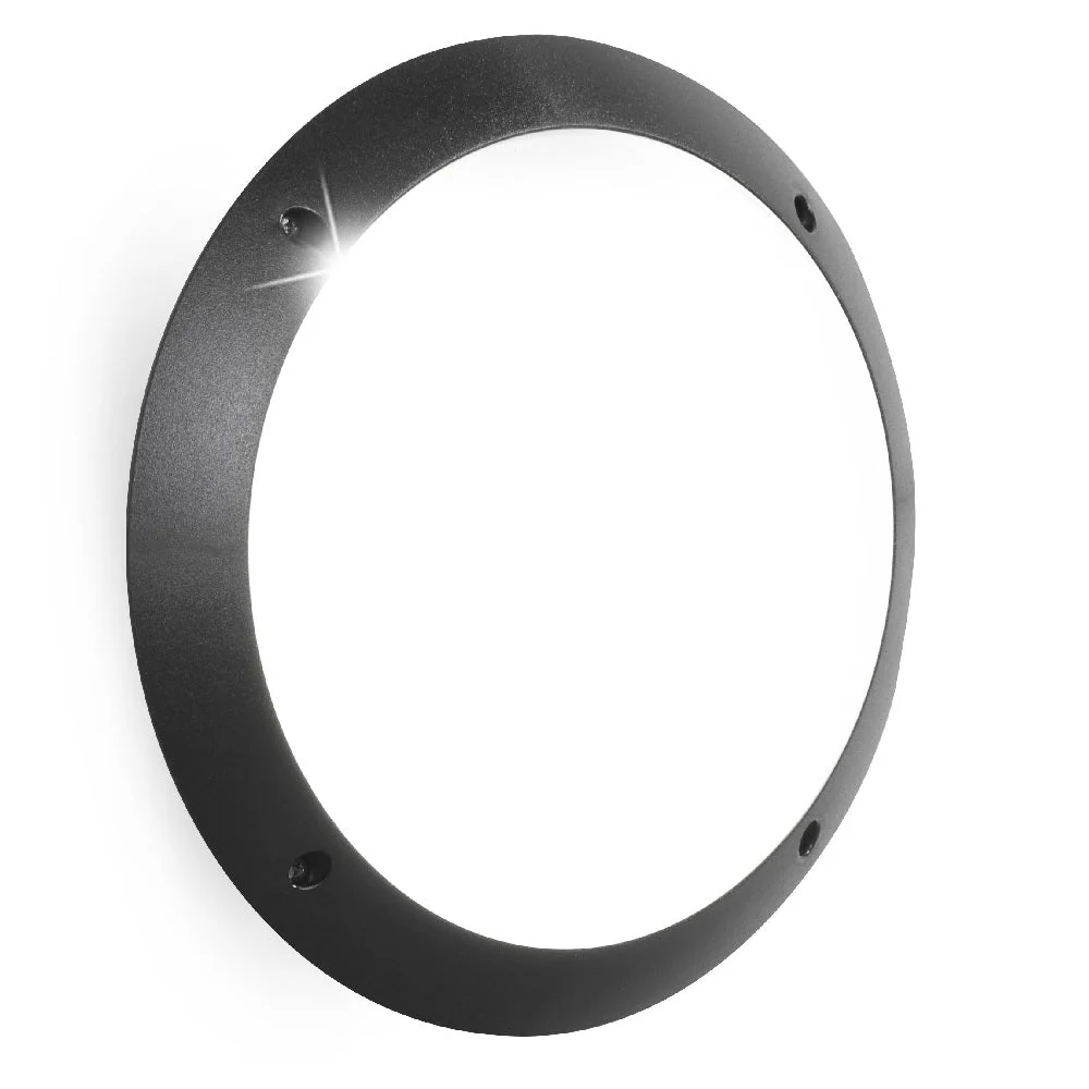 BRLUCIA-BL Black Outdoor Modern Round Bulkhead Wall Light 30cm Coastal IP66 - Image 3