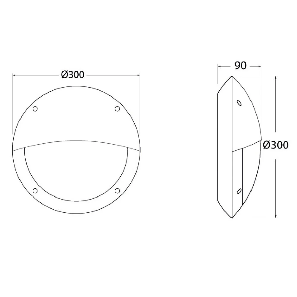 BRLUCIA-EL-GY Grey Outdoor Modern Round Eyelid Bulkhead Wall Light 30cm Coastal IP66 - Image 3