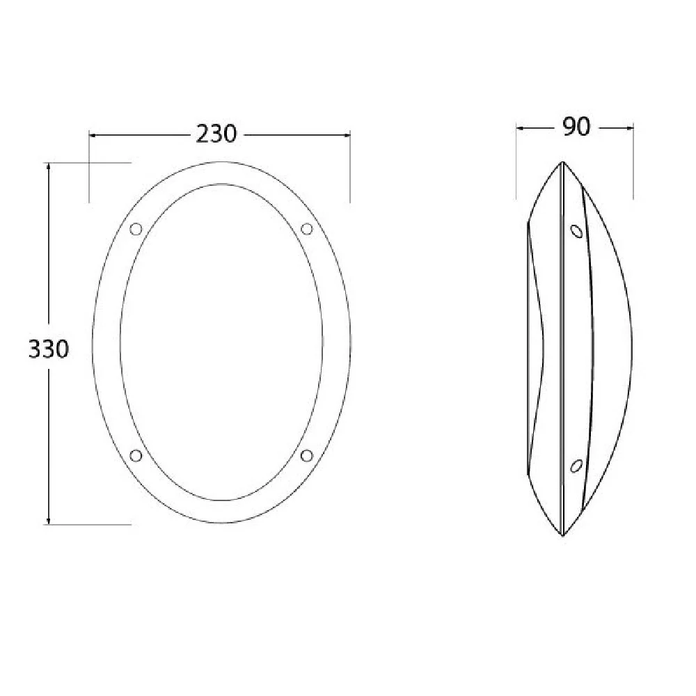 BRMADDI-BL Black Outdoor Modern Oval Bulkhead Wall Light 33cm Coastal IP66 - Image 3