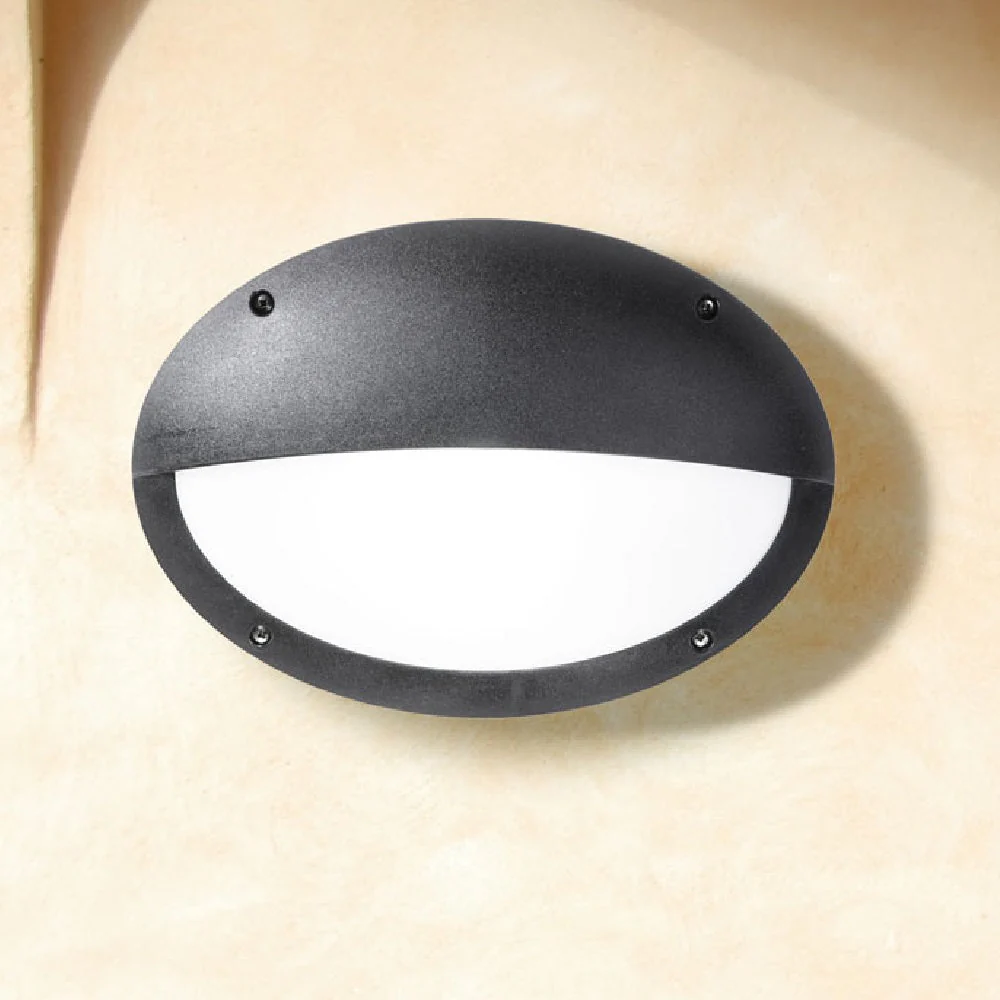 BRMADDI-HL-BL Black Outdoor Modern Oval Horizontal Eyelid Bulkhead Wall Light 33cm Coastal IP66 - Image 2