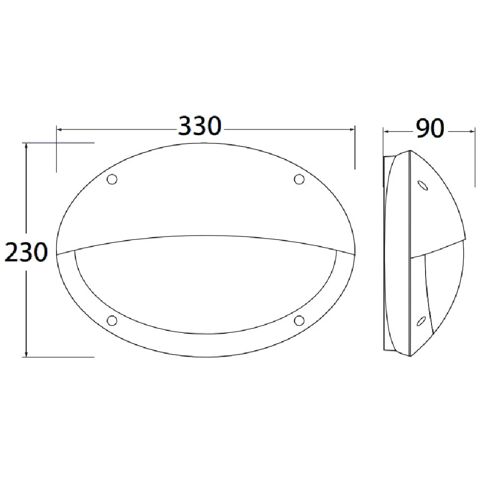 BRMADDI-HL-BL Black Outdoor Modern Oval Horizontal Eyelid Bulkhead Wall Light 33cm Coastal IP66 - Image 3