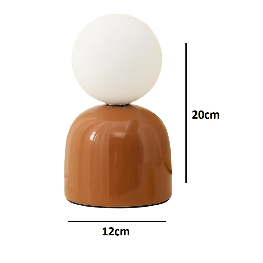 Brown Ceramic Modern Table Lamp with Opal Globe Ball Shade 20cm - Image 4