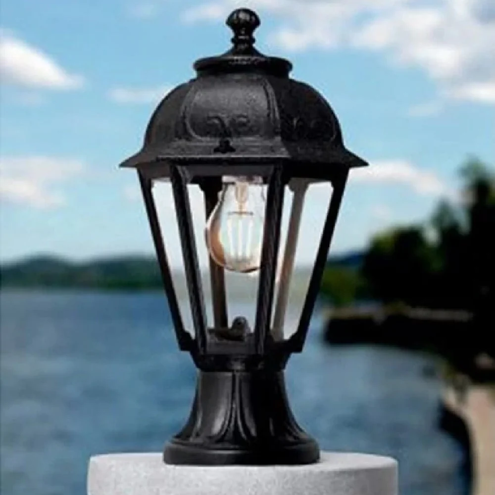Black Outdoor Traditional Lantern Pedestal Post Light 400mm | Coastal IP55 - Image 3
