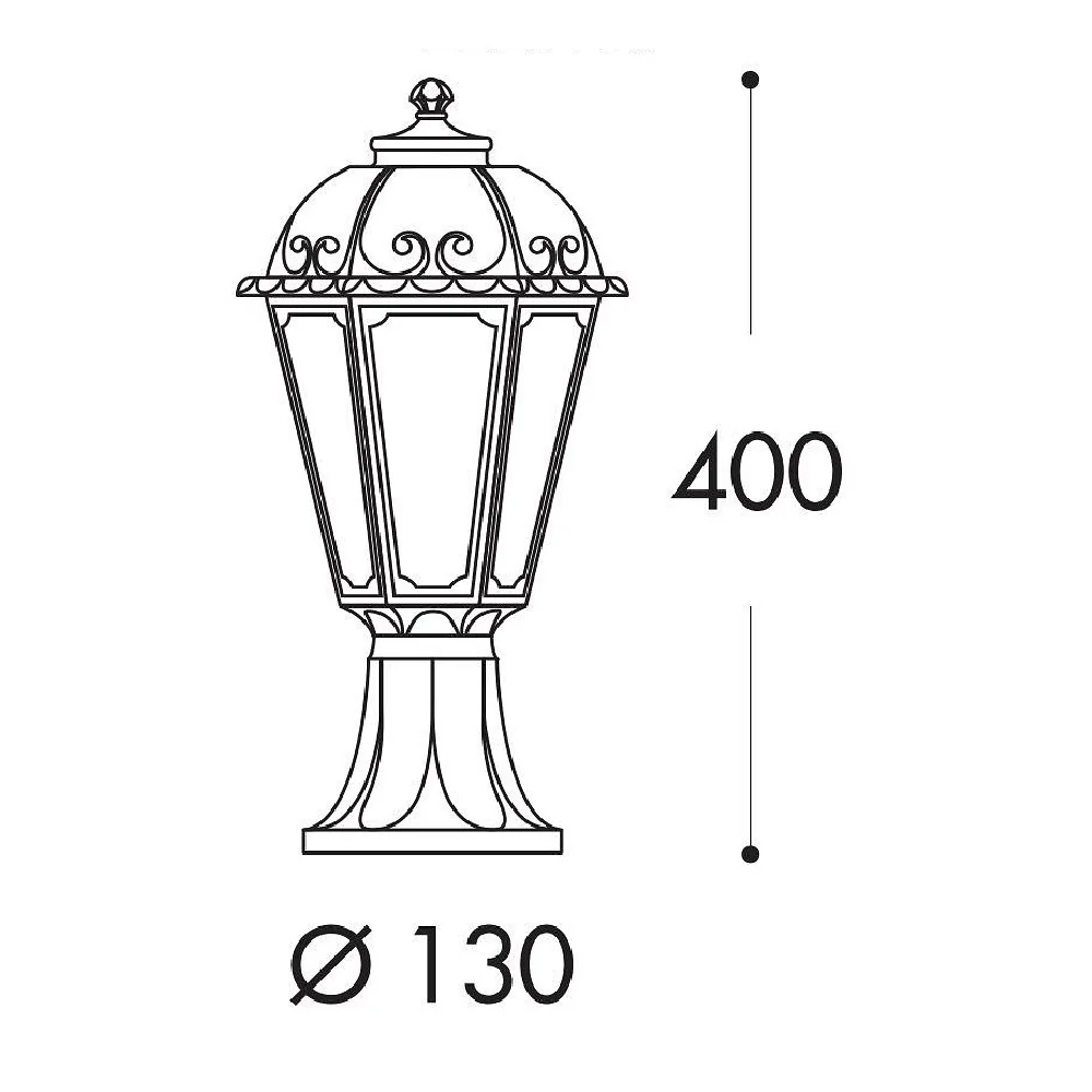 Black Outdoor Traditional Lantern Pedestal Post Light 400mm | Coastal IP55 - Image 4