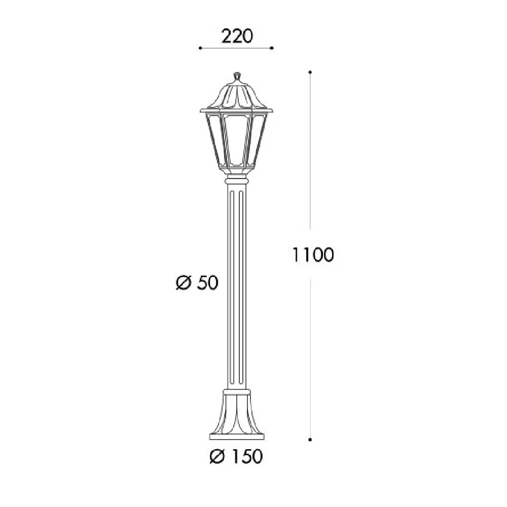 BRMIZAR-ANNA Black Outdoor Traditional Lantern Post Light 110cm Coastal IP55 - Image 4