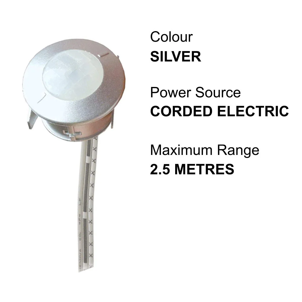 Britalia BRPIRSENTIM-SI Silver Round Fascia PIR Sensor Switch 240V Adjustable Time - Image 5
