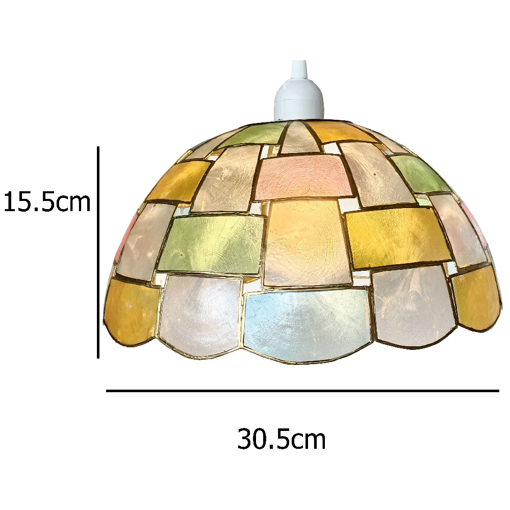 Multicoloured Capiz Shell Vintage Retro Easy Fit Pendant Shade 30cm - Image 4