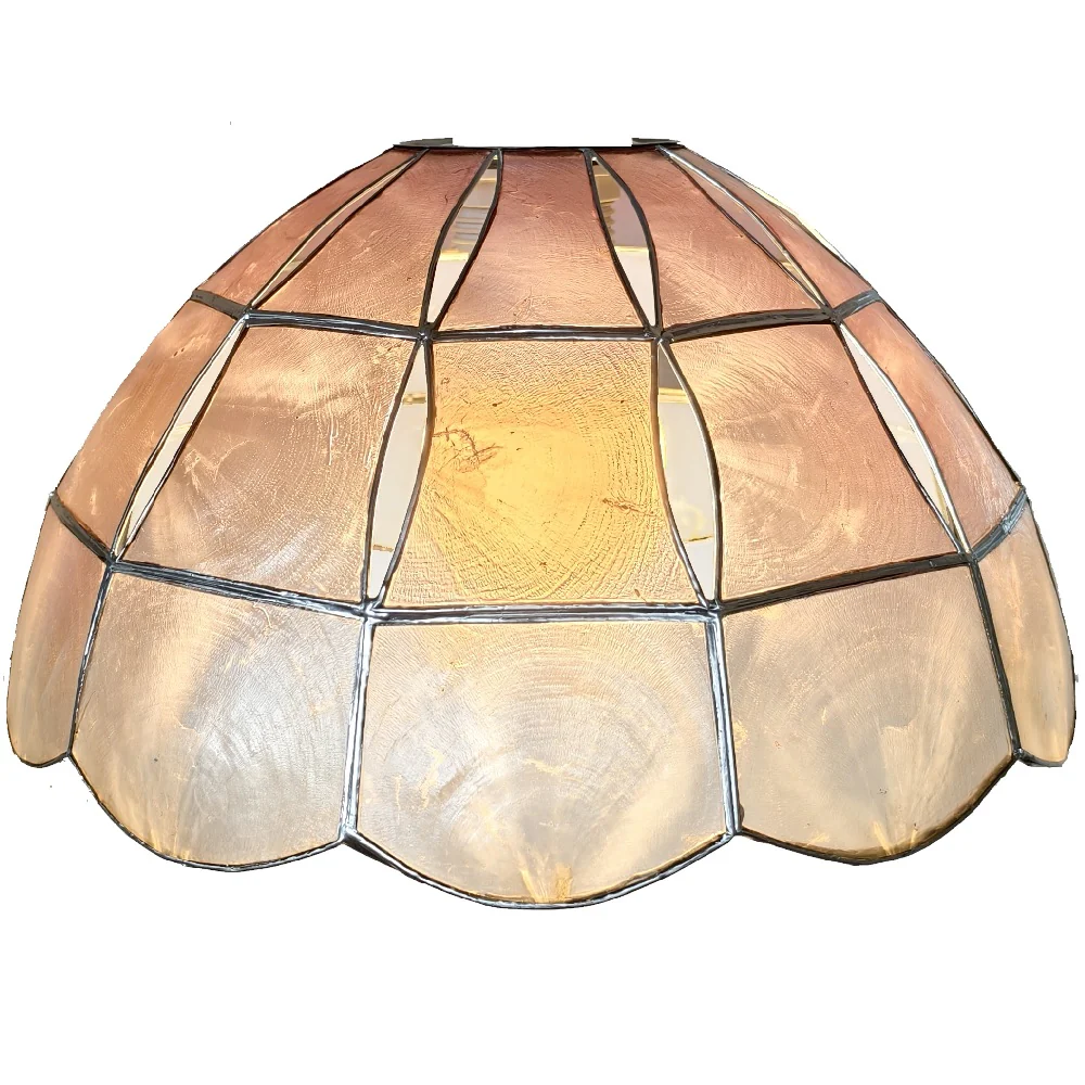 Pink Natural Opaque Capiz Shell Art Deco Vintage Easy Fit Dome Pendant Shade 26cm - Image 2