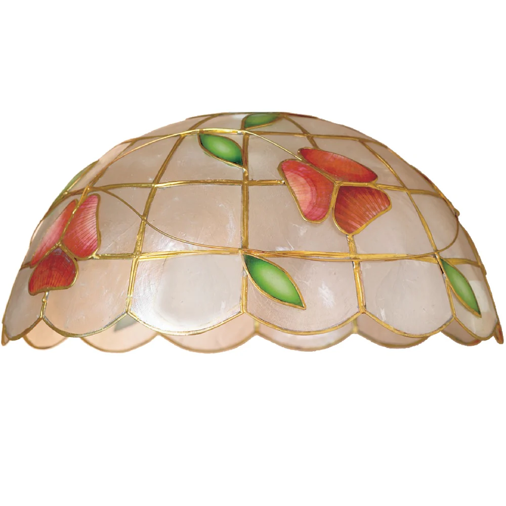Red Capiz Shell Flower Vintage Easy Fit Dome Pendant Shade 33cm - Image 2