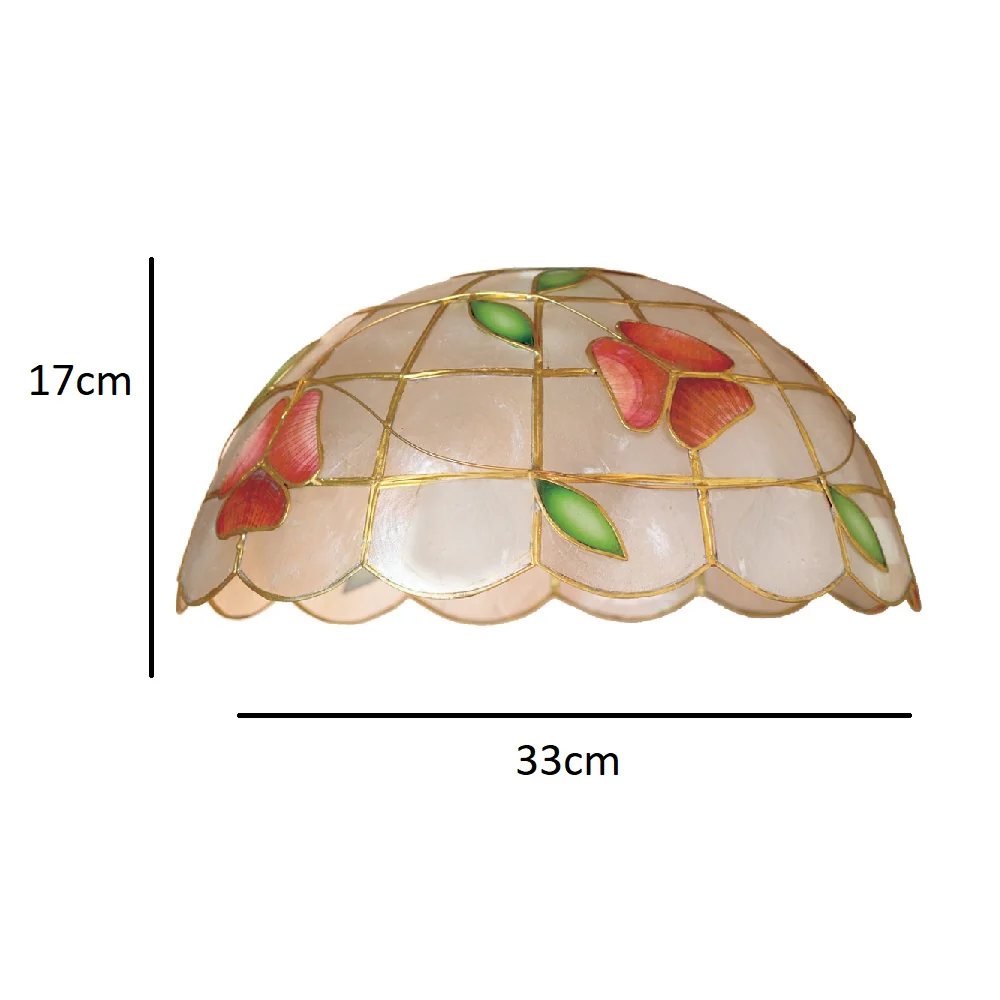 Red Capiz Shell Flower Vintage Easy Fit Dome Pendant Shade 33cm - Image 4