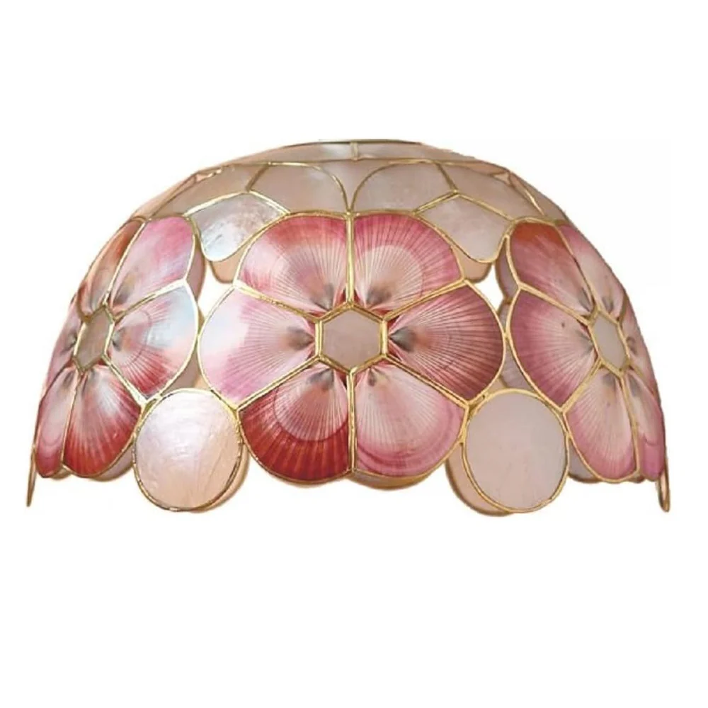Red Capiz Shell Wild Flower Vintage Easy Fit Dome Pendant Shade 33cm - Image 2
