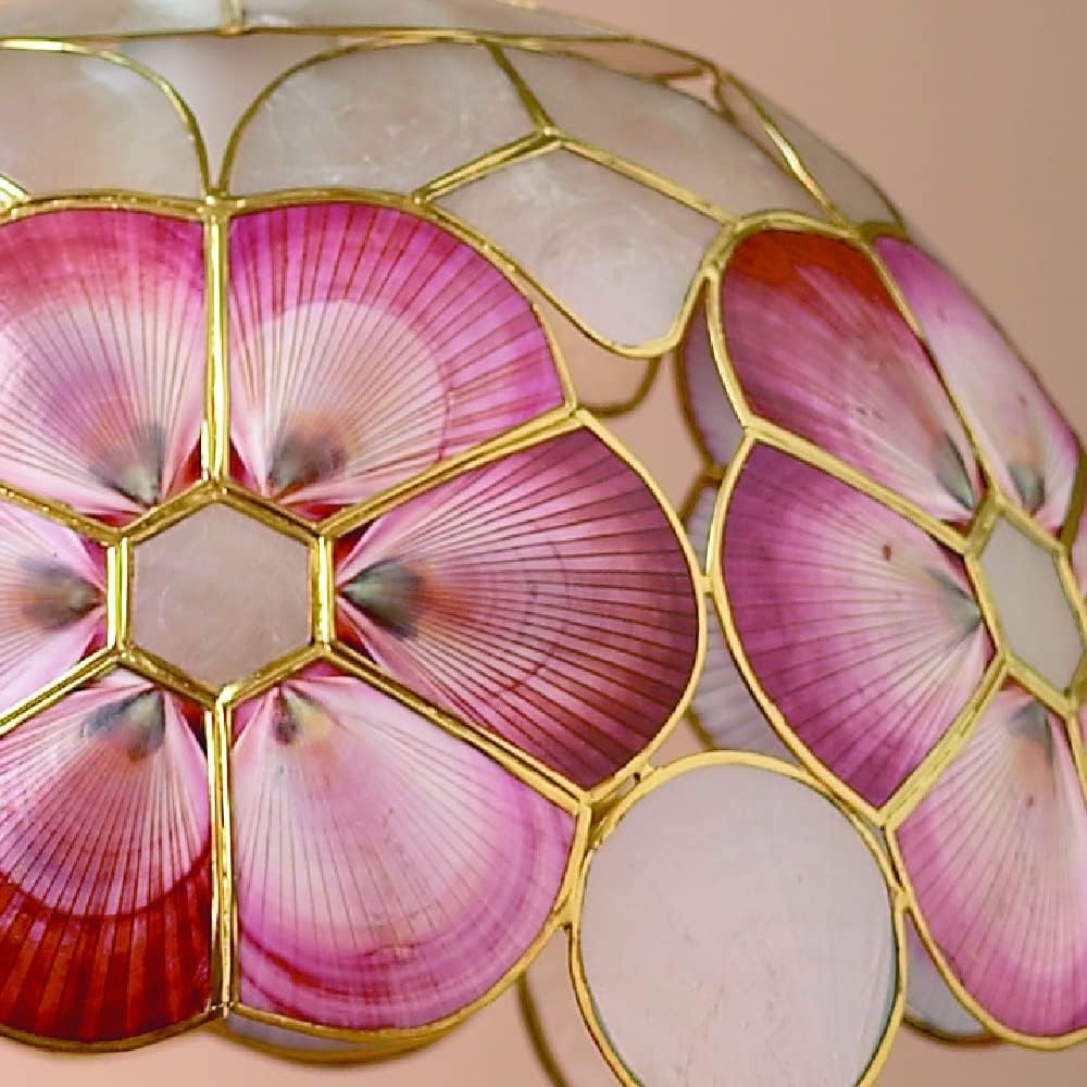 Red Capiz Shell Wild Flower Vintage Easy Fit Dome Pendant Shade 33cm - Image 3