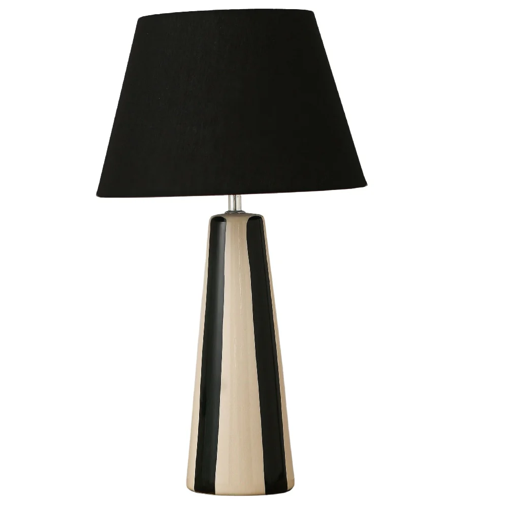 Black and Cream Ceramic Modern Table Lamp with Black Shade 52cm