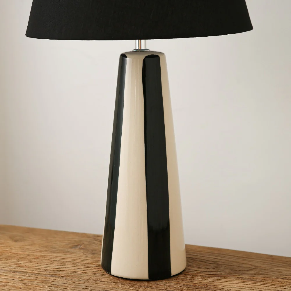 Black and Cream Ceramic Modern Table Lamp with Black Shade 52cm - Image 2