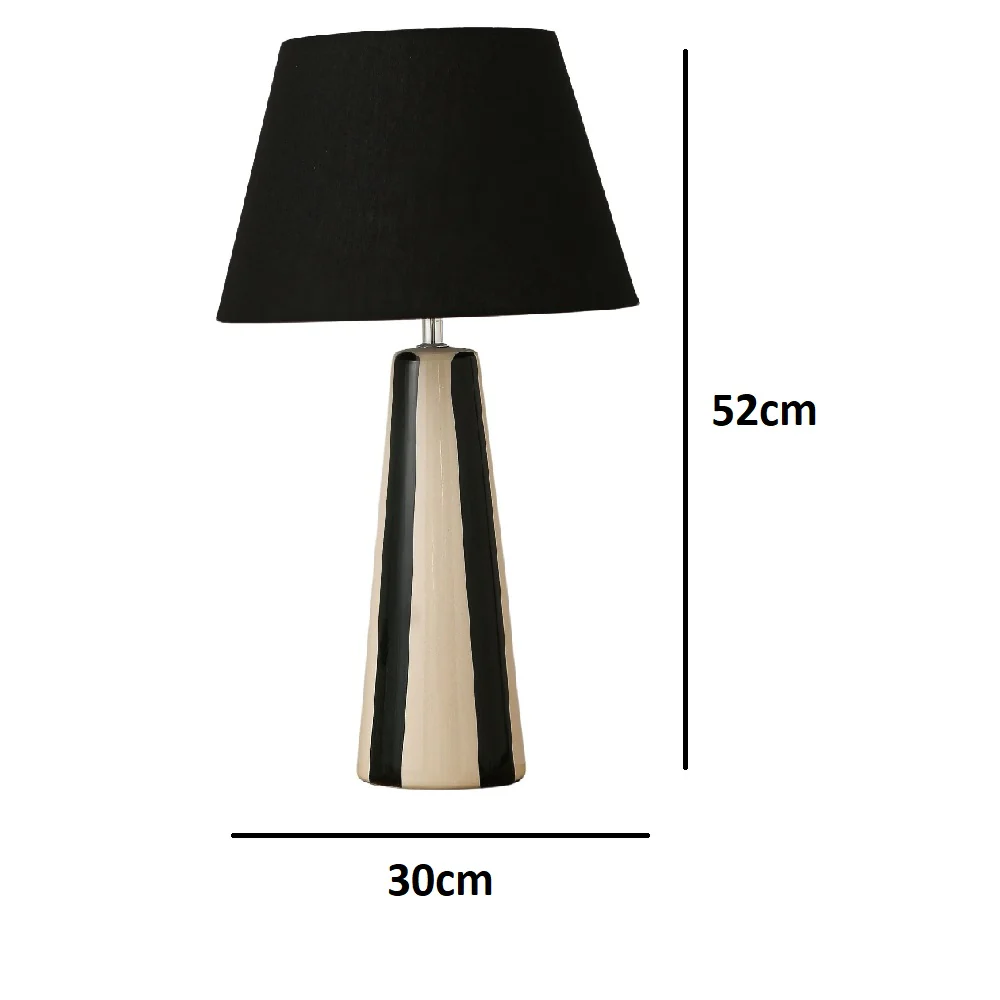 Black and Cream Ceramic Modern Table Lamp with Black Shade 52cm - Image 5