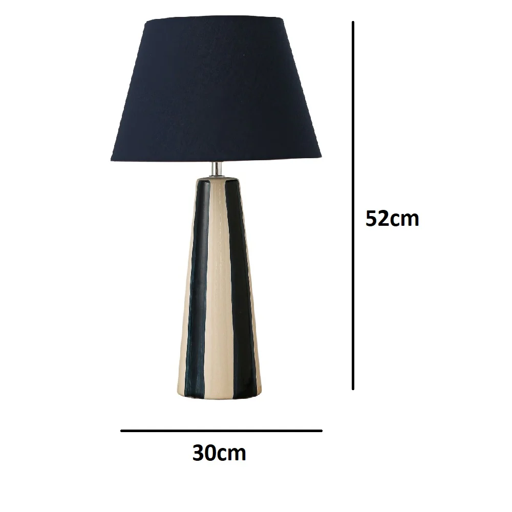 Navy Blue and Cream Ceramic Modern Table Lamp with Navy Blue Shade 52cm - Image 5