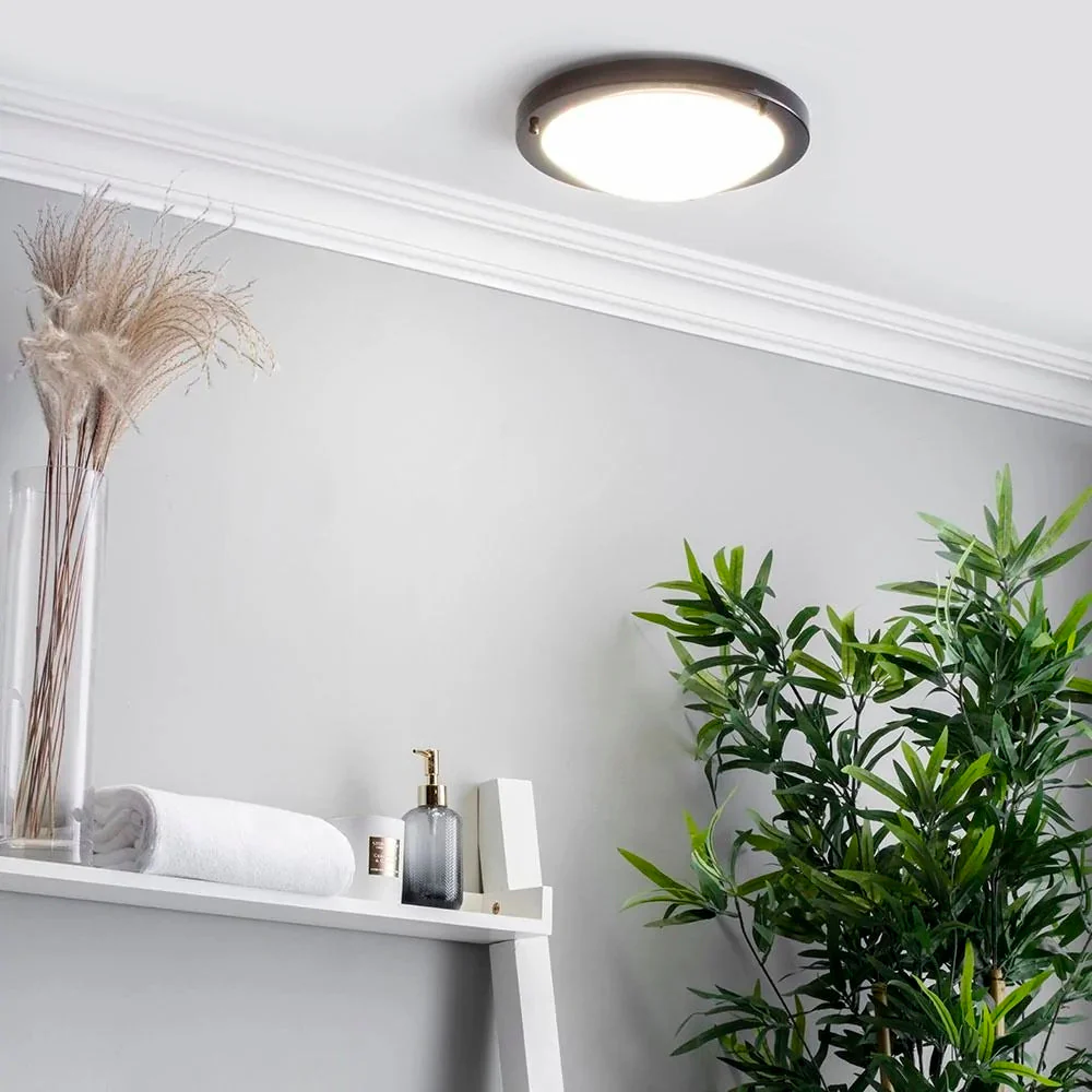 Britalia BRSPA-34050-SBLK Matt Black Bathroom Modern Round Flush Ceiling Light IP44 31cm - Image 4